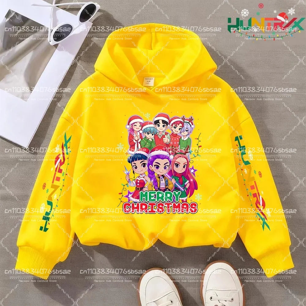 KPop Demon Hunters Hoody Y2K KPop Demon Hunters Christmas Hoodies Girls Boys Rumi Autumn Casual Long Sleeve Children's Clothing