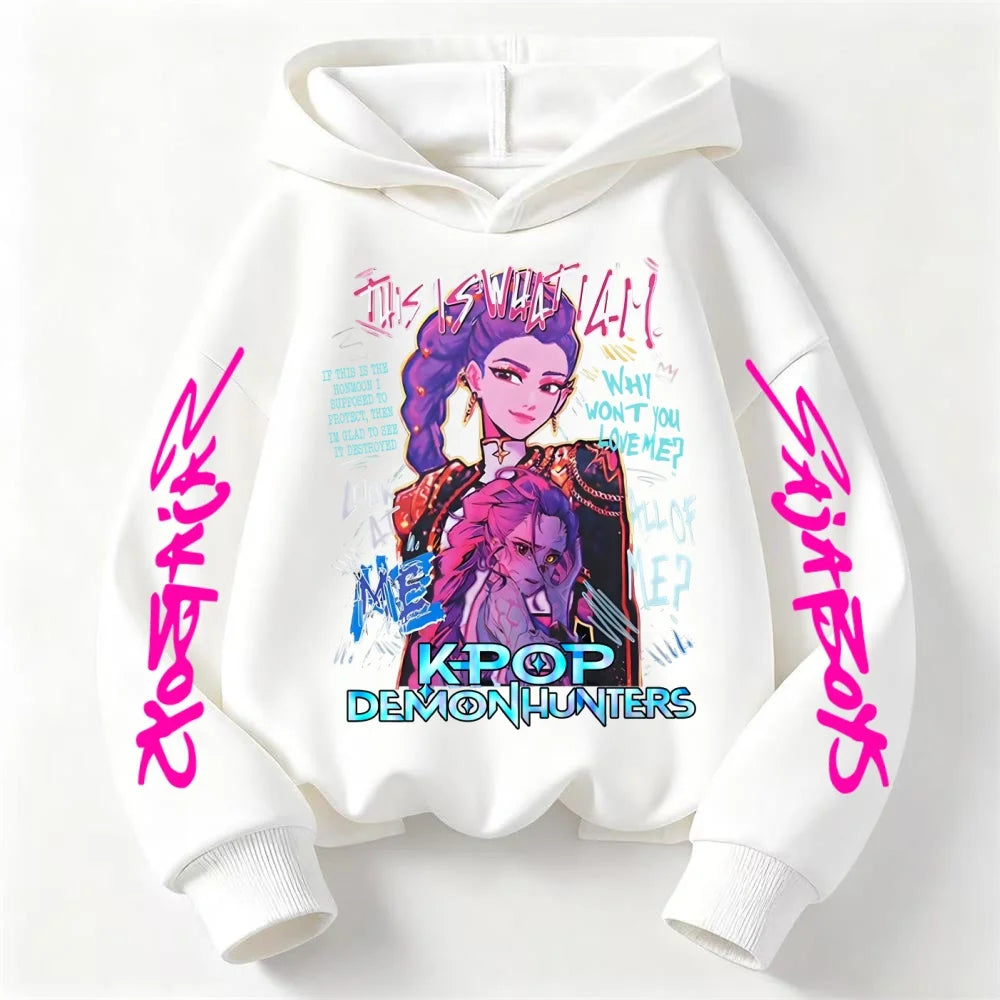Children's KPOP Huntrix Rumi Pattern Sweatshirt Cartoon Character Printed Casual Long Sleeve Boys' and Girls' Hoodies