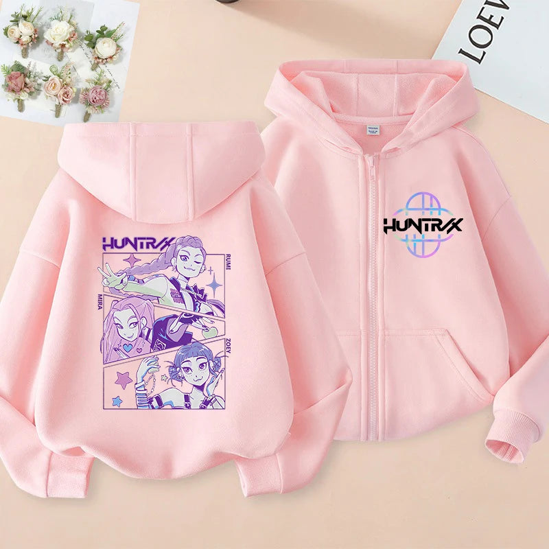 Y2k  Zip Up Sweatshirts Kpop Demon Hunters Hoodie Coat Children Clothes Kid Girl Boy Sweatshirt Zipper Hoody Baby Casual Top