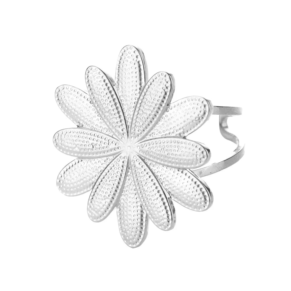Stainless Steel Exaggerated Big Flower Rings For Women Gold Color Sunflower Finger Ring Female Fashion Aesthetic Jewelry Gift--ANDROMEDA QUINNS | AURELLE'S-ANDROMEDA QUINNS | AURELLE'S