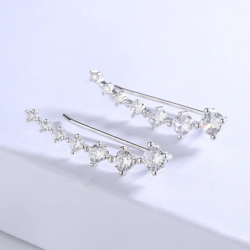 2 Gold Color Black White Gem 6 Rhinestone Ear Clip Earrings Women's Simple Fashion Personality Student Girl Party Business All-m--ANDROMEDA QUINNS | AURELLE'S-ANDROMEDA QUINNS | AURELLE'S