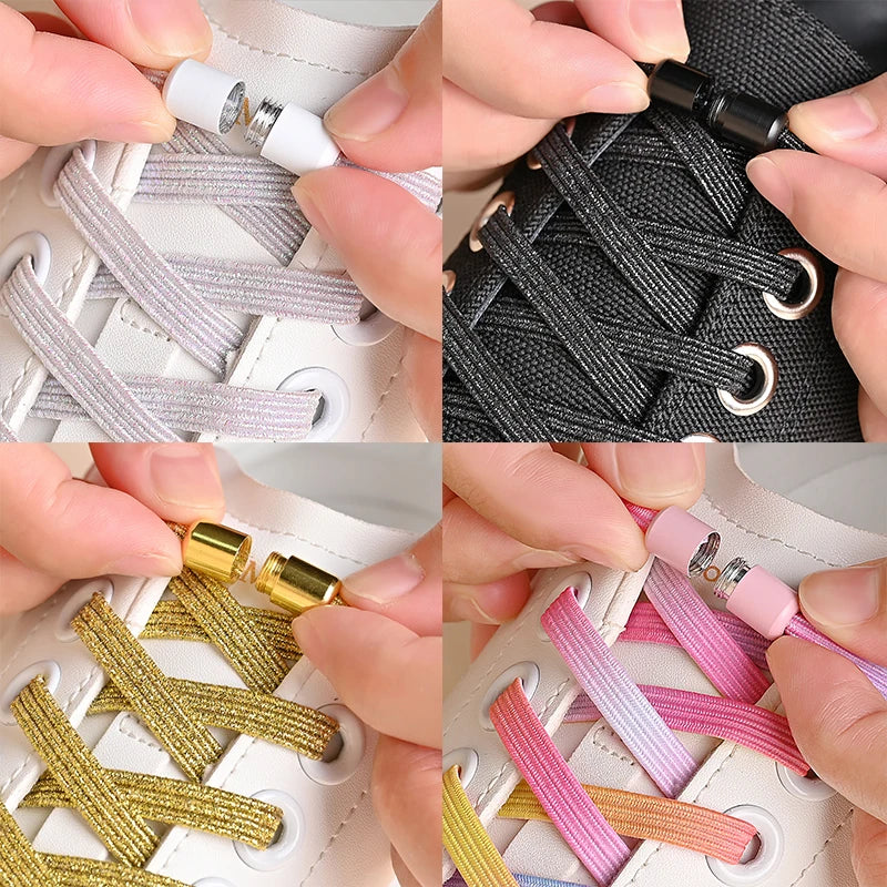 1Pair/2Pairs/4Pairs No Tie Shoe Laces Colorful Buckle Shoelaces Pearl Light Colorful Fashion Without Ties Elastic Laces Sneaker--ANDROMEDA QUINNS | AURELLE'S-ANDROMEDA QUINNS | AURELLE'S