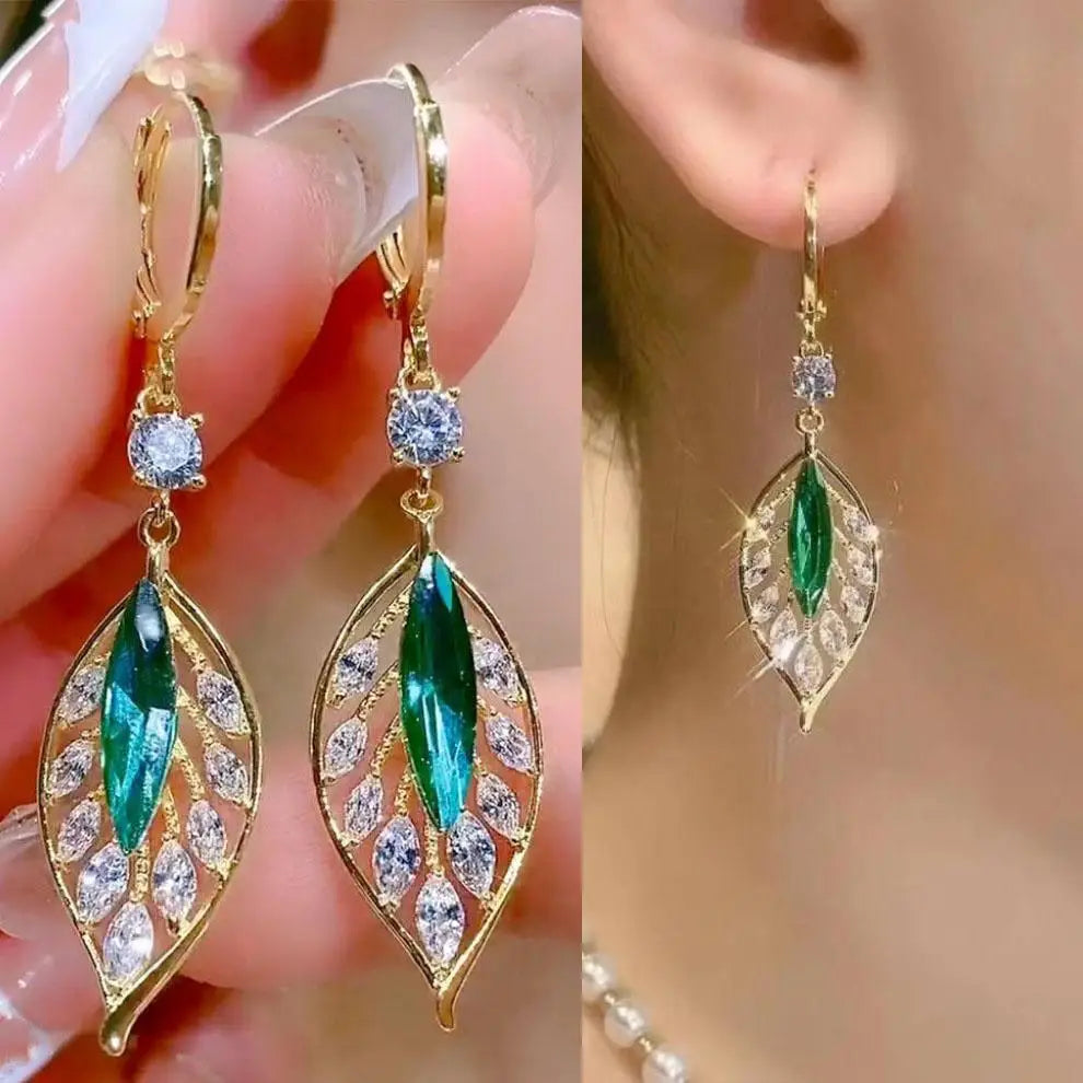 925 Silver Needle Vintage Green Crystal Butterfly Drop Earrings For Women Jewelry 2025 Trending Luxury Zircon Women's Earrings--ANDROMEDA QUINNS | AURELLE'S-ANDROMEDA QUINNS | AURELLE'S
