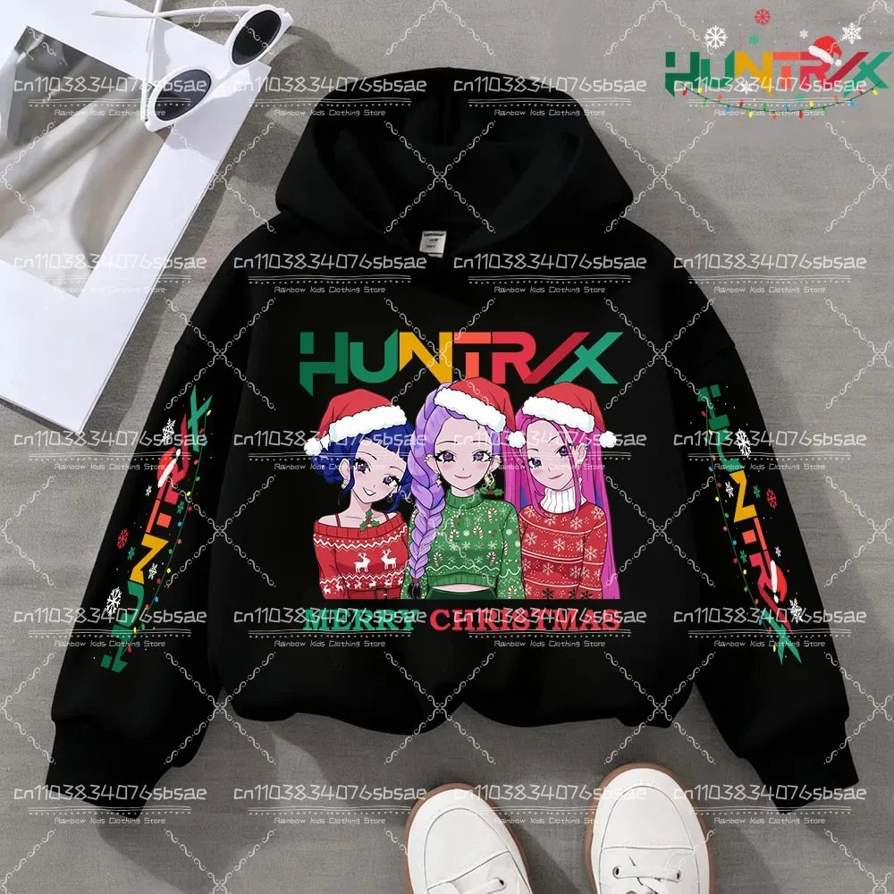 KPop Demon Hunters Hoody Y2K KPop Demon Hunters Christmas Hoodies Girls Boys Rumi Autumn Casual Long Sleeve Children's Clothing