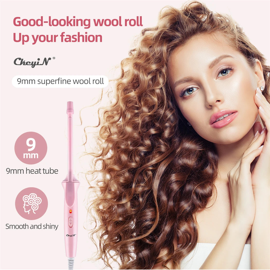 9mm Mini Hair Curling Iron Hair Curler Wand Professional Curly Tongs Ceramic Electric Salon Styling Tool Small Crimping Iron--ANDROMEDA QUINNS | AURELLE'S-ANDROMEDA QUINNS | AURELLE'S