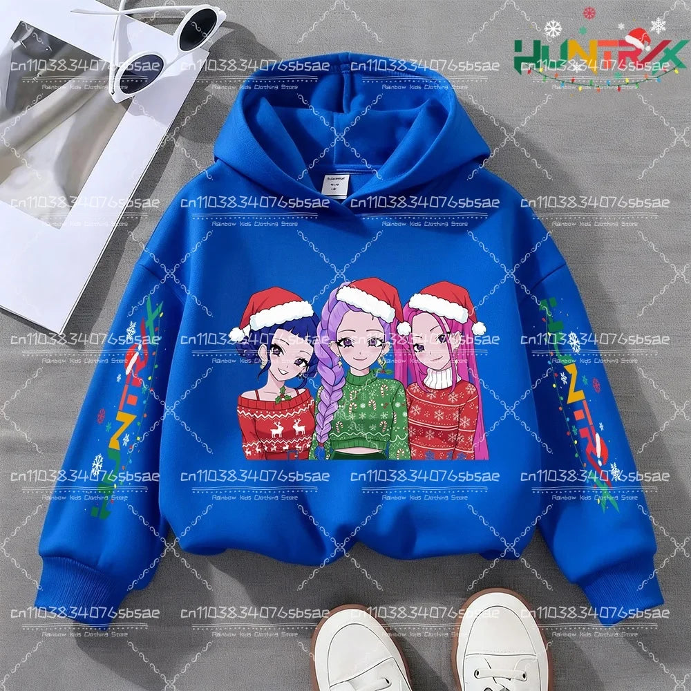KPop Demon Hunters Hoody Y2K KPop Demon Hunters Christmas Hoodies Girls Boys Rumi Autumn Casual Long Sleeve Children's Clothing