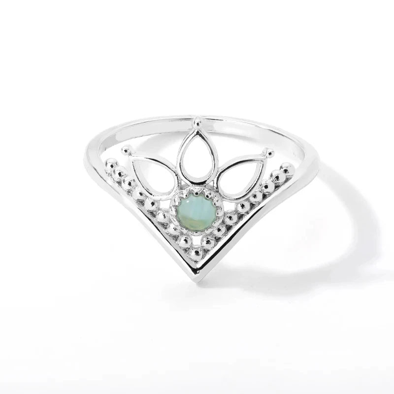 Stainless Steel Lotus Flower Ring for Women Gold Color Vintage Stone Opal Oval Flower Ring Fashion Aesthetic Jewelry Gift--ANDROMEDA QUINNS | AURELLE'S-ANDROMEDA QUINNS | AURELLE'S