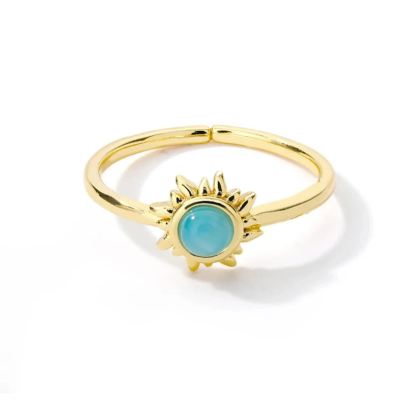 Stainless Steel Lotus Flower Ring for Women Gold Color Vintage Stone Opal Oval Flower Ring Fashion Aesthetic Jewelry Gift--ANDROMEDA QUINNS | AURELLE'S-ANDROMEDA QUINNS | AURELLE'S