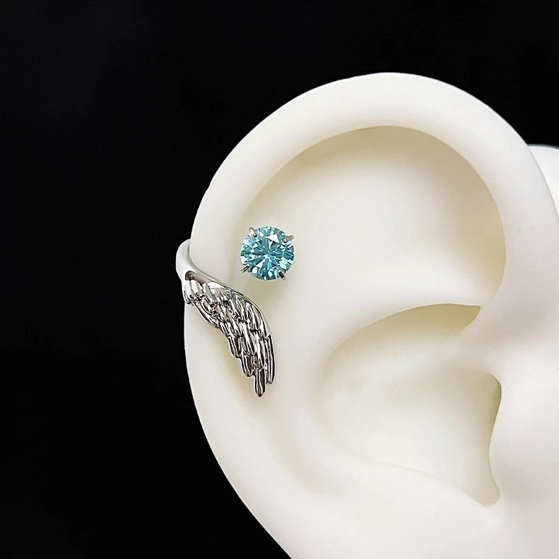 LATS 1pcs Silver Color Wing Ear Bone Nail for Women New Fashion Zircon Earrings Accessories Fashion Jewelry--ANDROMEDA QUINNS | AURELLE'S-ANDROMEDA QUINNS | AURELLE'S