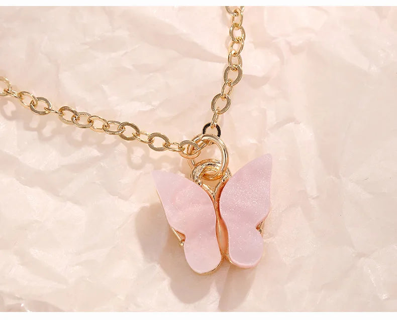 4pcs/Set Sweet Jewelry Set Butterfly Pendant Imitation Pearl Necklace for Women Pearl Earrings Girl Jewellery Women Gift--ANDROMEDA QUINNS | AURELLE'S-ANDROMEDA QUINNS | AURELLE'S