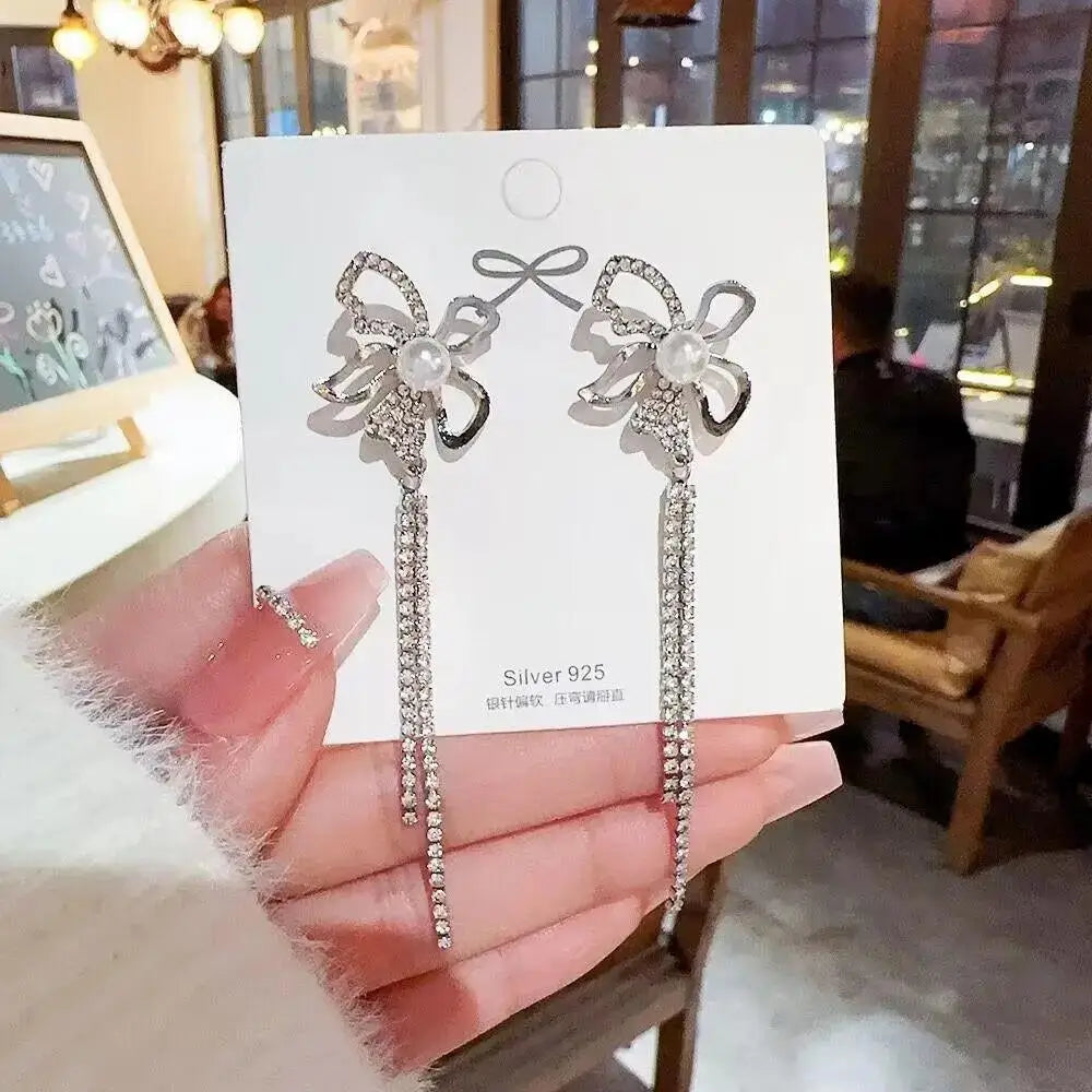 925 Silver Needle Purple Butterfly Long Tassel Earrings For Women Jewelry 2025 Trending Korean Fashion Luxury Crystal Earrings--ANDROMEDA QUINNS | AURELLE'S-ANDROMEDA QUINNS | AURELLE'S