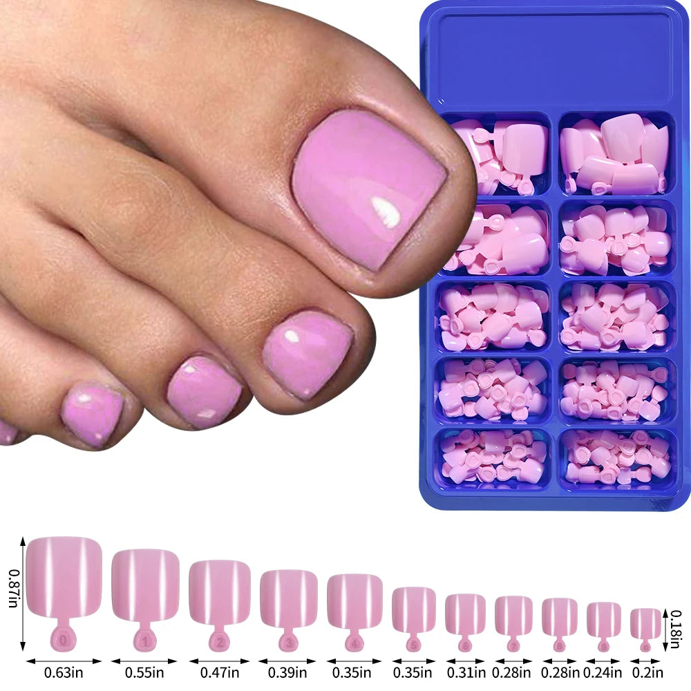 100pcs Fake Toenail Natural White Press On Toe Foot Full Cover Square Nails Art Tips Artificial Acrylic False Nail Manicure Tool--ANDROMEDA QUINNS | AURELLE'S-ANDROMEDA QUINNS | AURELLE'S