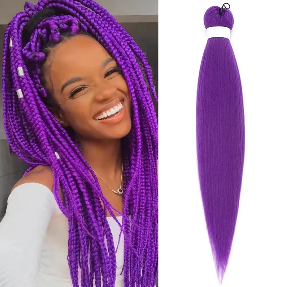 Jumbo Braiding Hair Pre-stretched Purple Hair Extensions for Crochet Braids Synthetic Hair DIY Pink Purple Jumbo Ponytail Braid