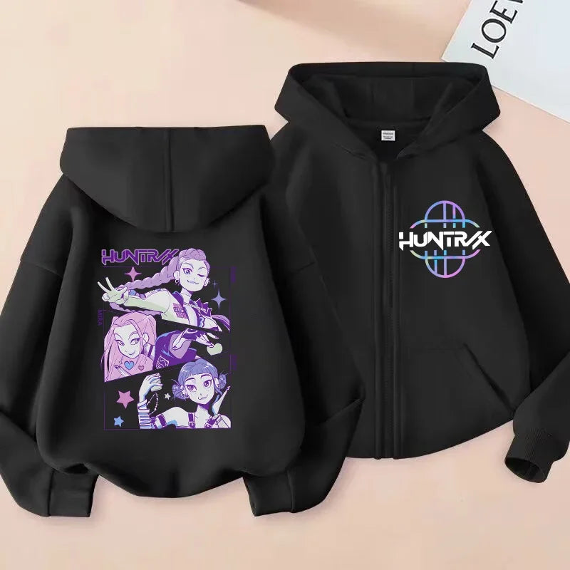 Y2k  Zip Up Sweatshirts Kpop Demon Hunters Hoodie Coat Children Clothes Kid Girl Boy Sweatshirt Zipper Hoody Baby Casual Top