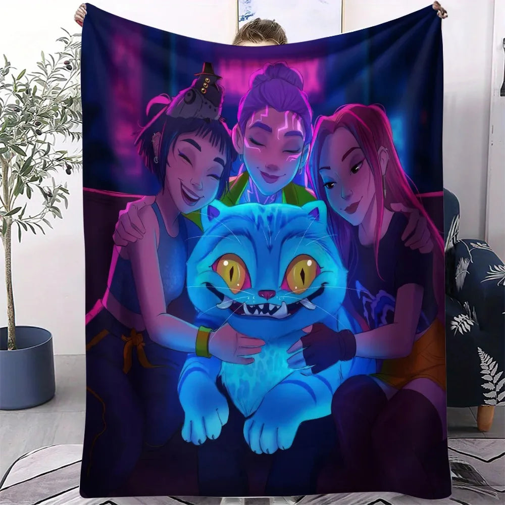 Rumi K-Pop Blanket Demon Hunters Blanket Girls Boys Plush Throw Blanket Kids Gift 3D Printing Ded Blanket Girls Gift Decoration