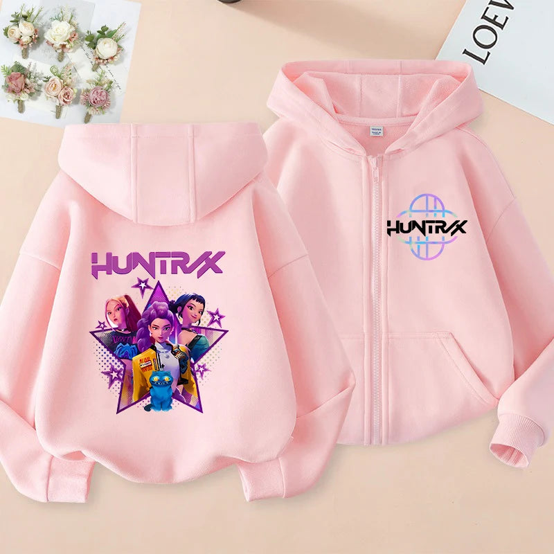 Y2k  Zip Up Sweatshirts Kpop Demon Hunters Hoodie Coat Children Clothes Kid Girl Boy Sweatshirt Zipper Hoody Baby Casual Top