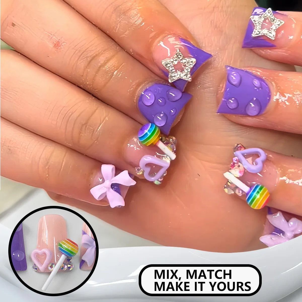 24pcs Nude Pink Sweet Fake Nails Short Duckbill Leopard Print French False Nails With 3D Bowknots Butterfly Cherry Press On Nail--ANDROMEDA QUINNS | AURELLE'S-ANDROMEDA QUINNS | AURELLE'S