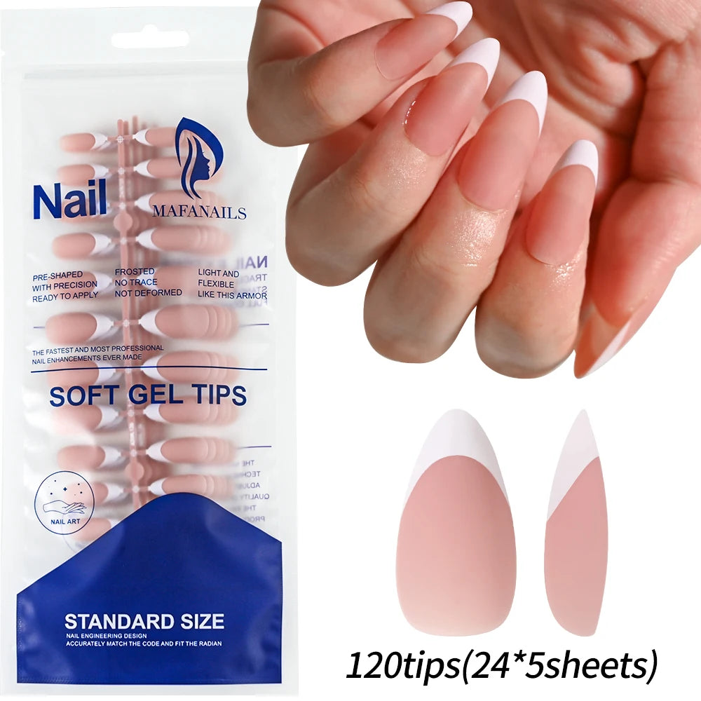 120pcs Pink French Tip Press-On Nails Medium Length Square Shape With Glossy Finish False Nails Full Cover Pre-Shaped Fake Nails--ANDROMEDA QUINNS | AURELLE'S-ANDROMEDA QUINNS | AURELLE'S