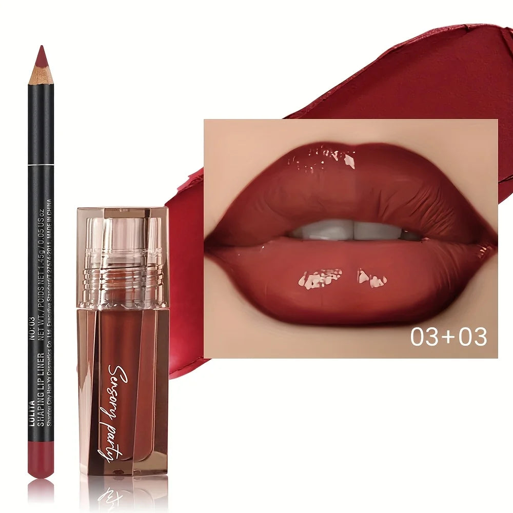 Hydrating Lip Gloss & Lip Liner Set - Define Your Lips with 3D Precision,Perfectly Versatile for Every Makeup Style--ANDROMEDA QUINNS | AURELLE'S-ANDROMEDA QUINNS | AURELLE'S