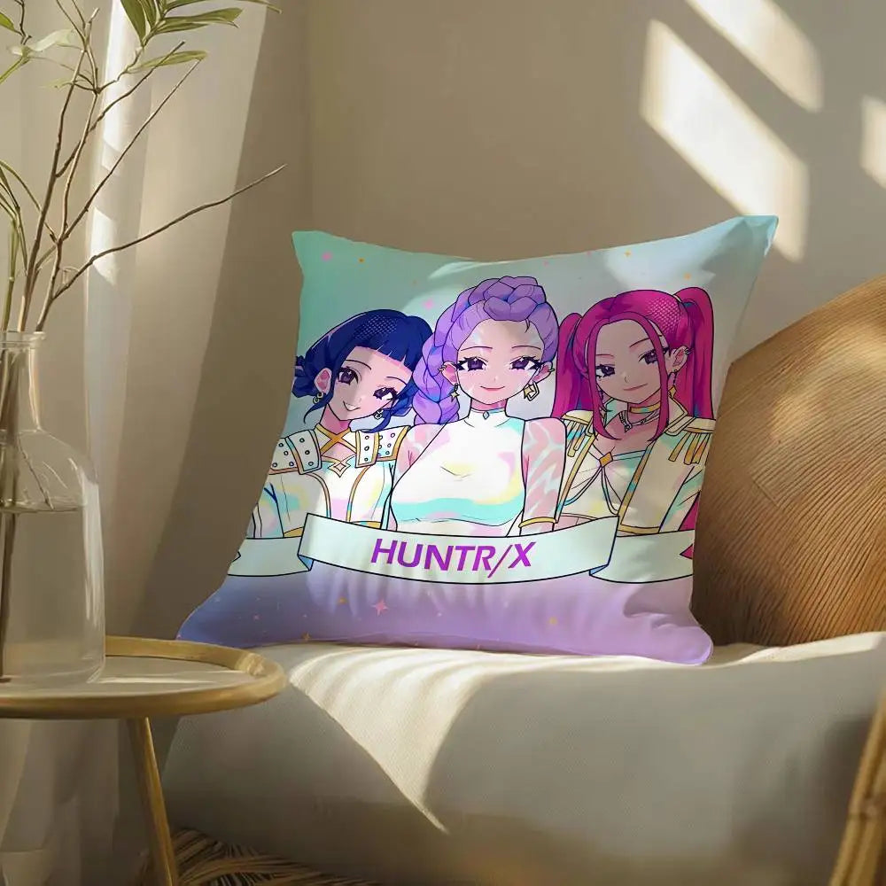 Pop-Cartoon Movie K-Pop Demon Hunters Pillow Case Silky elegant Comfort Sofa Bed  Invisible zipper Beach pillowcase