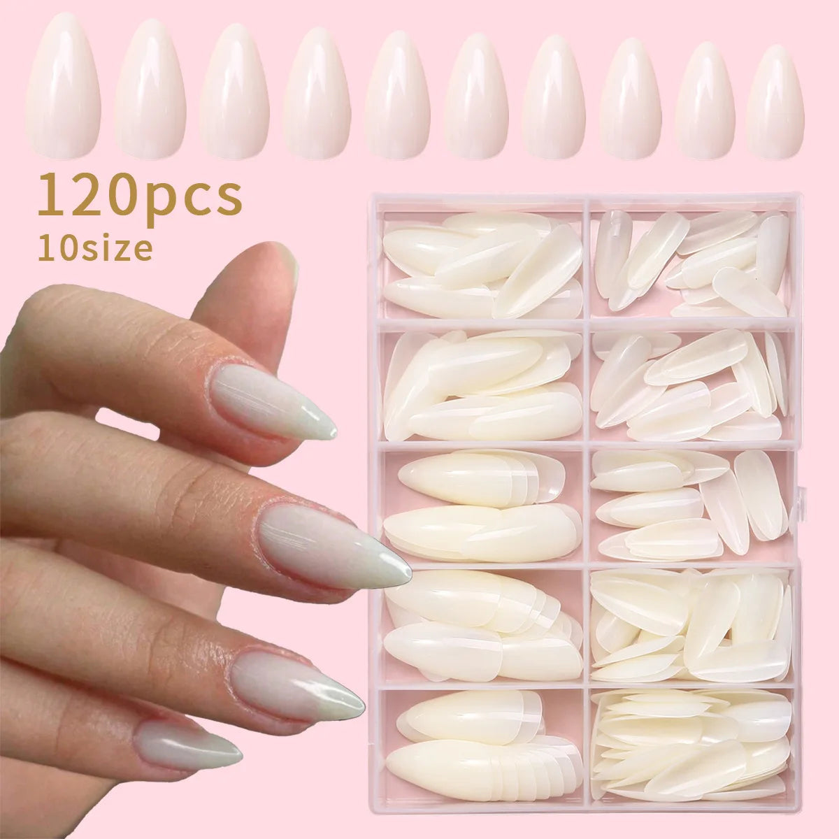 120Pcs/box Matte Pink French Press On Nails Acrylic Long Square Fake Nails Tips Full Cover Women Extension Wearable False Nails---ANDROMEDA QUINNS | AURELLE'S-ANDROMEDA QUINNS | AURELLE'S