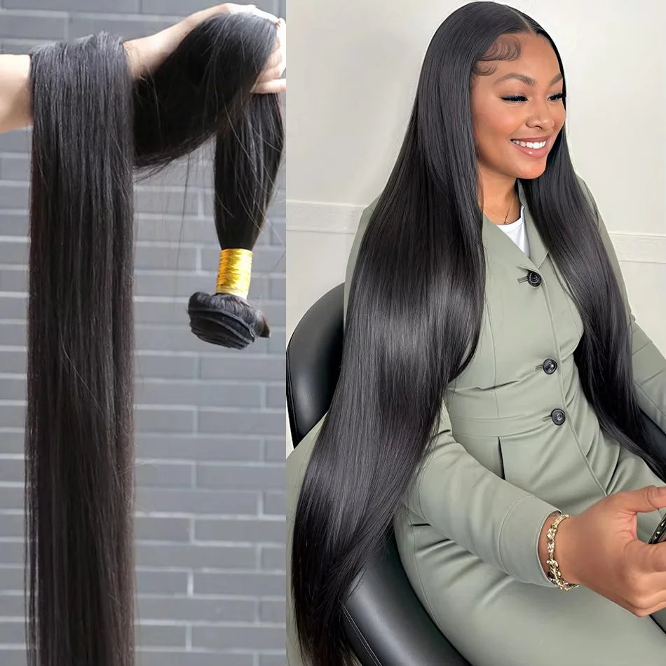30 32 Inch Bone Straight Bundles Human Hair 100% Unprocessed Raw Remy Hair 3 4 Bundles Brazilian Extension Double Weft For Women--ANDROMEDA QUINNS | AURELLE'S-ANDROMEDA QUINNS | AURELLE'S