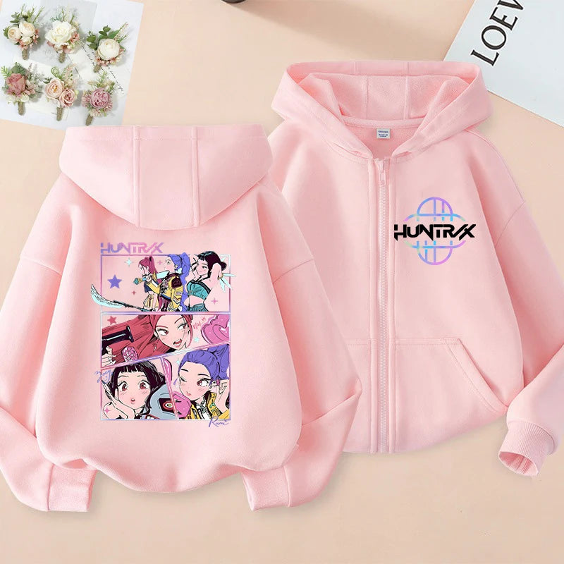 Y2k  Zip Up Sweatshirts Kpop Demon Hunters Hoodie Coat Children Clothes Kid Girl Boy Sweatshirt Zipper Hoody Baby Casual Top
