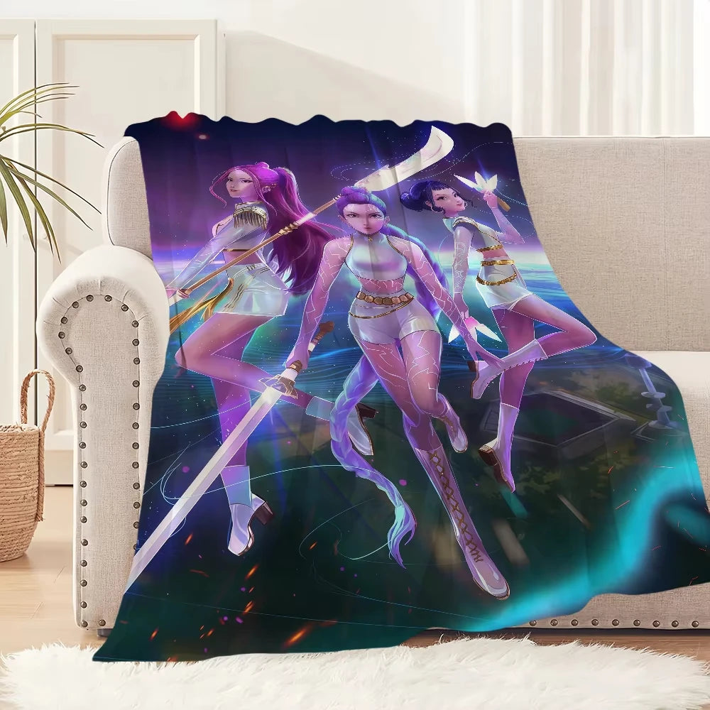 Blanket Kpop Warm Soft Demon Plush Blanket For Sofa Living Room Office Bedroom Travel Hunters Gift Flannel Multifunctional