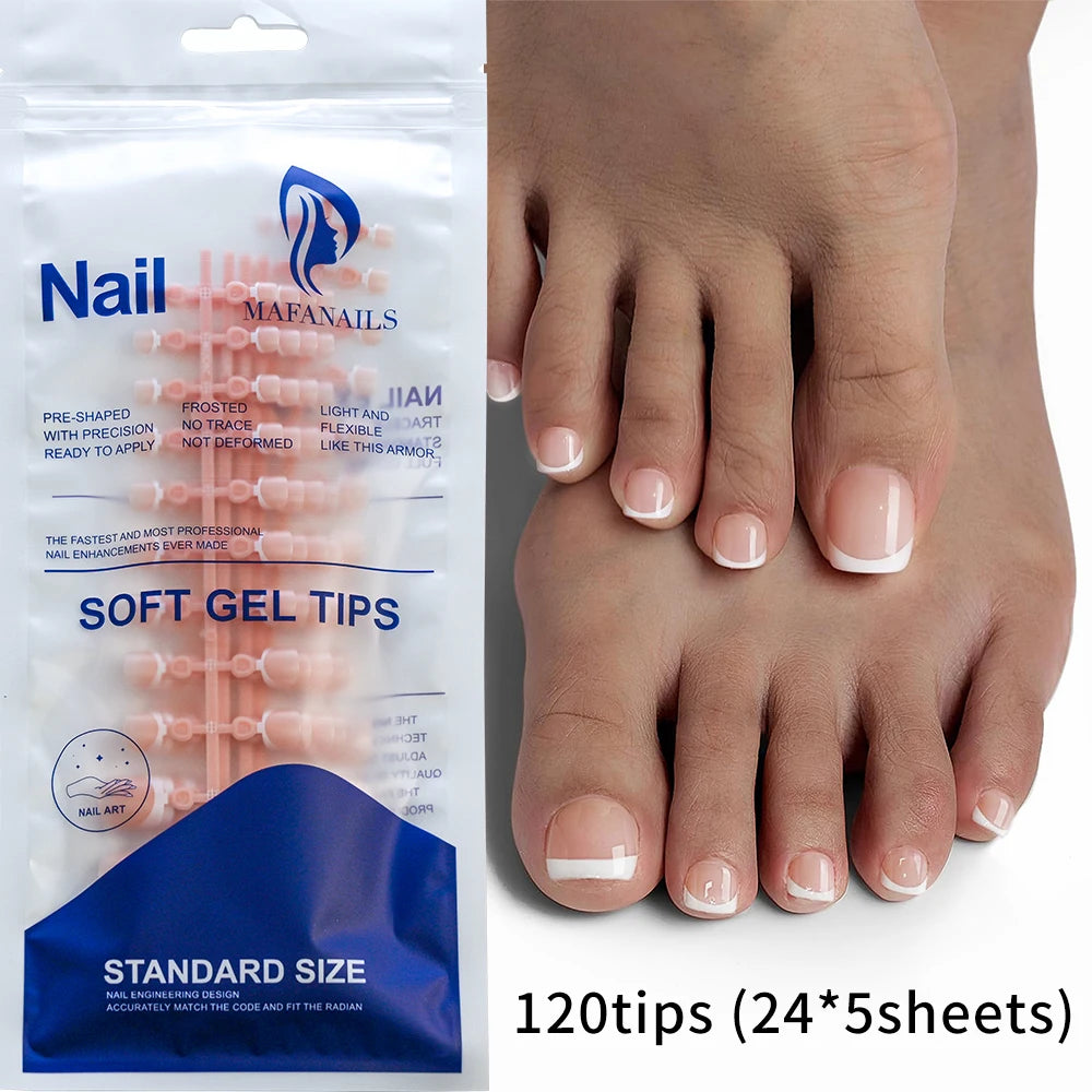 120pcs Short Square False Toe Nail Tips Pink French Soft Gel Press On Toenails White Edge Fake Toe nails Full Cover Toe Nail Tip--ANDROMEDA QUINNS | AURELLE'S-ANDROMEDA QUINNS | AURELLE'S