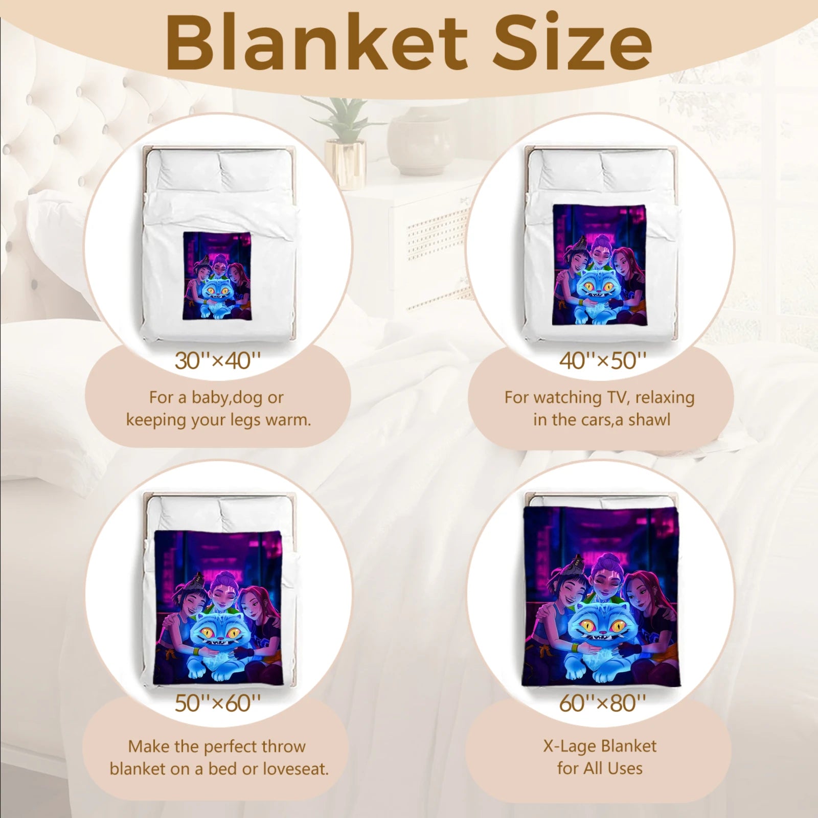 Rumi K-Pop Blanket Demon Hunters Blanket Girls Boys Plush Throw Blanket Kids Gift 3D Printing Ded Blanket Girls Gift Decoration