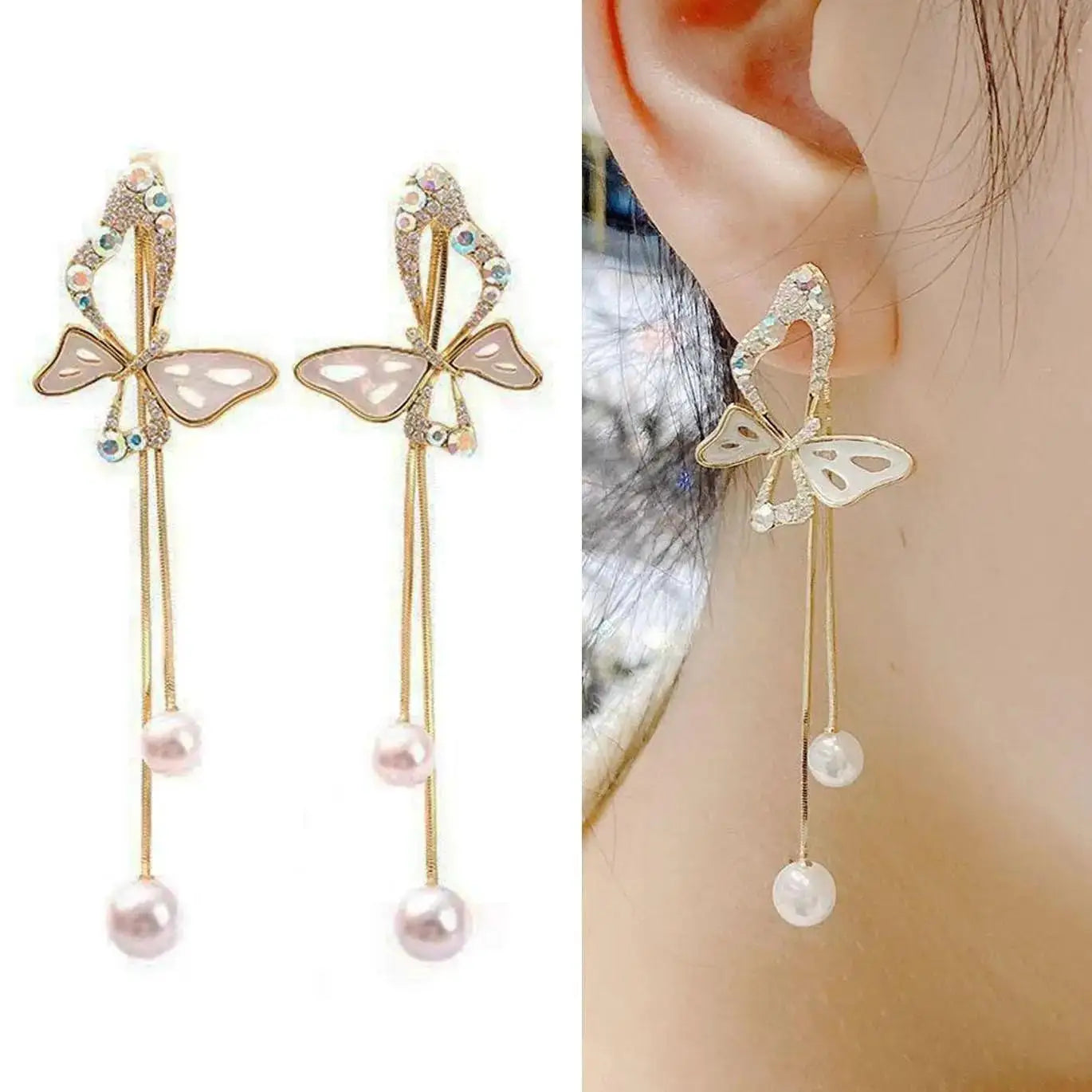 925 Silver Needle Purple Butterfly Long Tassel Earrings For Women Jewelry 2025 Trending Korean Fashion Luxury Crystal Earrings--ANDROMEDA QUINNS | AURELLE'S-ANDROMEDA QUINNS | AURELLE'S