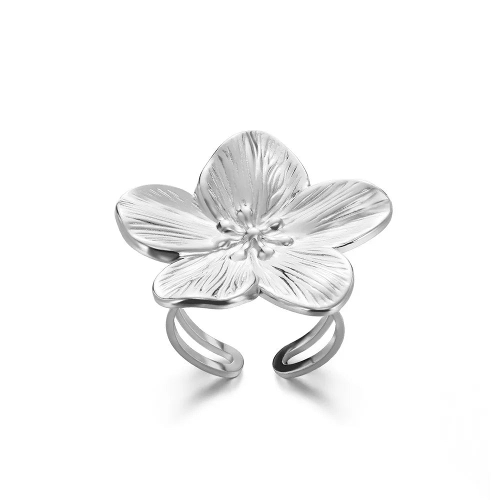 Stainless Steel Exaggerated Big Flower Rings For Women Gold Color Sunflower Finger Ring Female Fashion Aesthetic Jewelry Gift--ANDROMEDA QUINNS | AURELLE'S-ANDROMEDA QUINNS | AURELLE'S