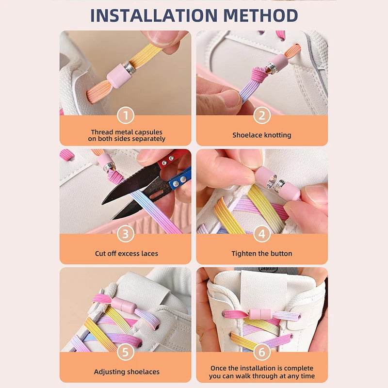 1Pair/2Pairs/4Pairs No Tie Shoe Laces Colorful Buckle Shoelaces Pearl Light Colorful Fashion Without Ties Elastic Laces Sneaker--ANDROMEDA QUINNS | AURELLE'S-ANDROMEDA QUINNS | AURELLE'S