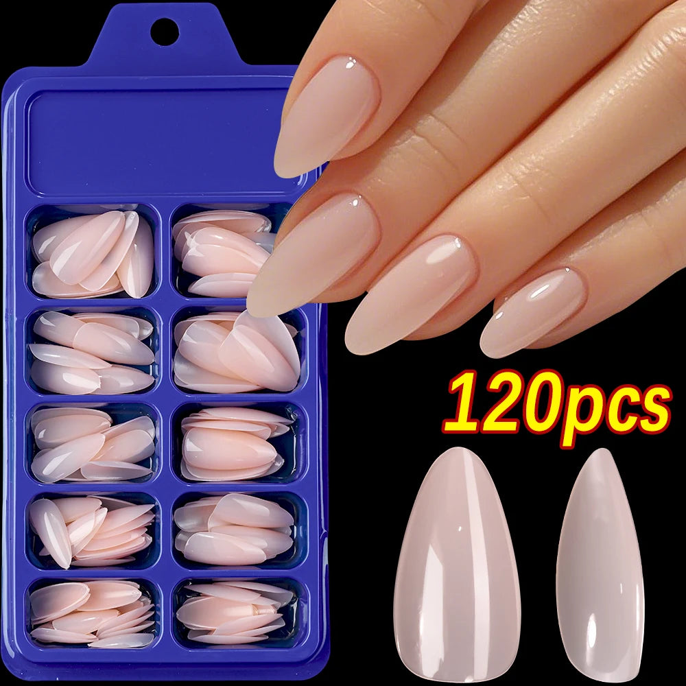 120pcs Pink French Tip Press-On Nails Medium Length Square Shape With Glossy Finish False Nails Full Cover Pre-Shaped Fake Nails--ANDROMEDA QUINNS | AURELLE'S-ANDROMEDA QUINNS | AURELLE'S