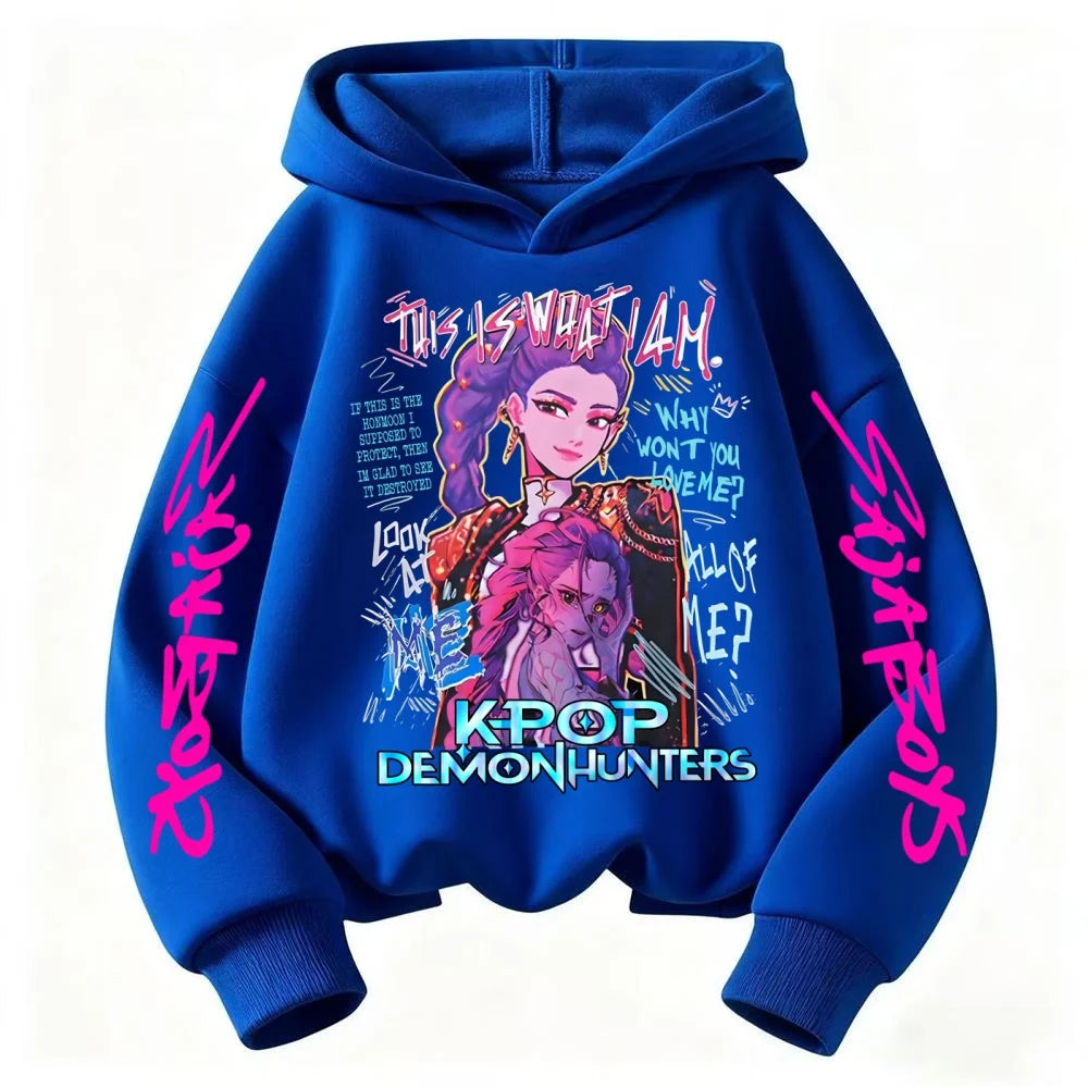Children's KPOP Huntrix Rumi Pattern Sweatshirt Cartoon Character Printed Casual Long Sleeve Boys' and Girls' Hoodies