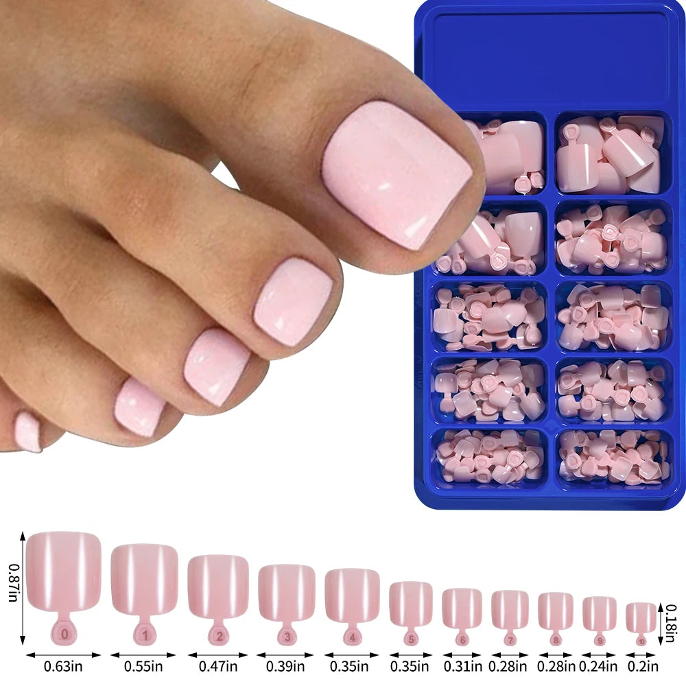 100pcs Fake Toenail Natural White Press On Toe Foot Full Cover Square Nails Art Tips Artificial Acrylic False Nail Manicure Tool--ANDROMEDA QUINNS | AURELLE'S-ANDROMEDA QUINNS | AURELLE'S