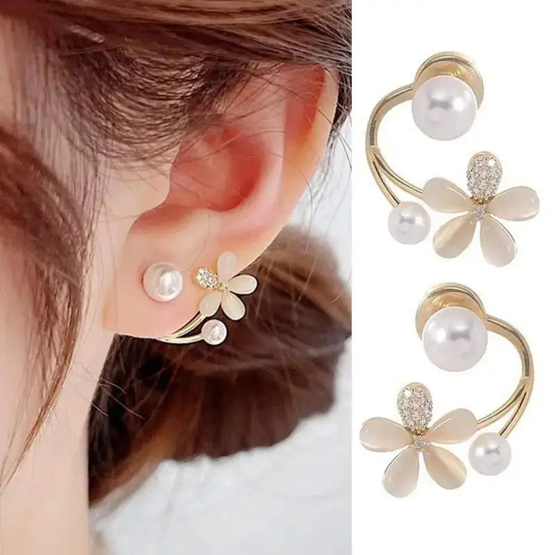 925 Silver Needle Green Flower Earrings For Women Korean Fashion Jewelry 2025 Trending Luxury Zircon Leaf Women's Stud Earrings--ANDROMEDA QUINNS | AURELLE'S-ANDROMEDA QUINNS | AURELLE'S