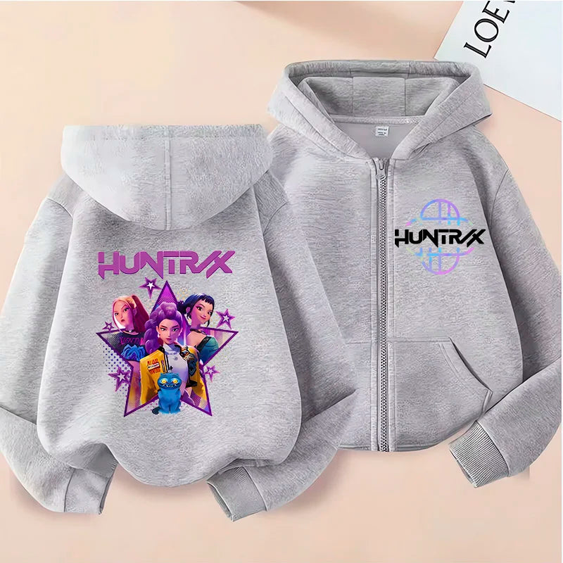 Y2k  Zip Up Sweatshirts Kpop Demon Hunters Hoodie Coat Children Clothes Kid Girl Boy Sweatshirt Zipper Hoody Baby Casual Top