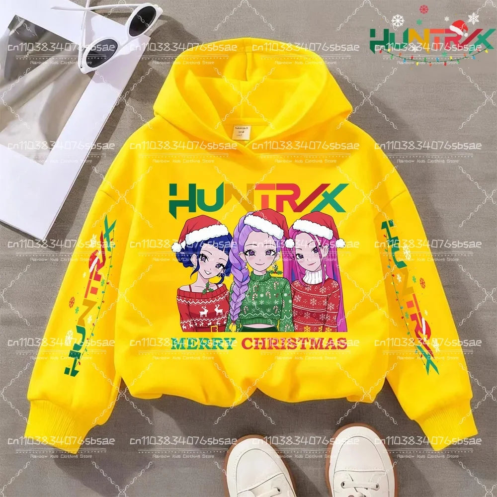 KPop Demon Hunters Hoody Y2K KPop Demon Hunters Christmas Hoodies Girls Boys Rumi Autumn Casual Long Sleeve Children's Clothing