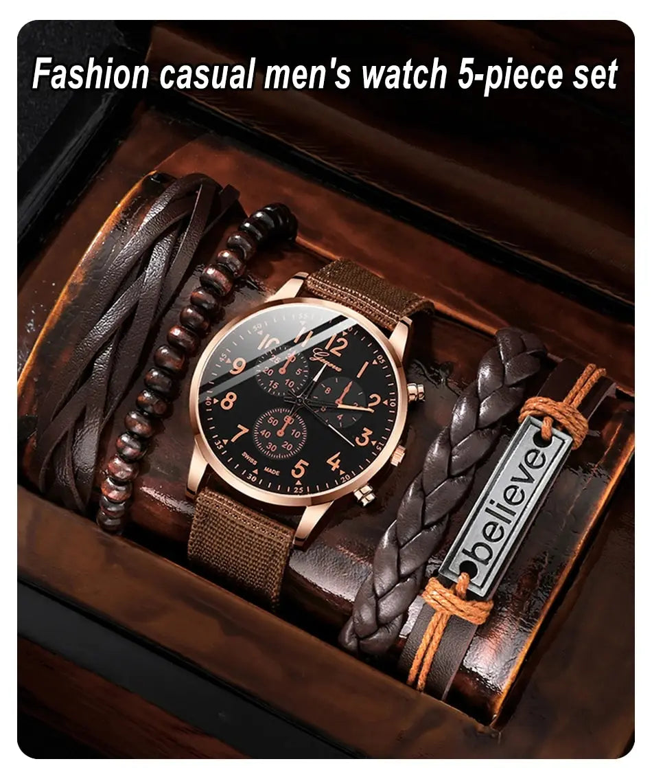 New Mens Fashion Quartz Men Watches Top Brand Luxury Male Clock Watch Sport Wrist Watch Bracelet Set Clock Relogio Masculino--ANDROMEDA QUINNS | AURELLE'S-ANDROMEDA QUINNS | AURELLE'S