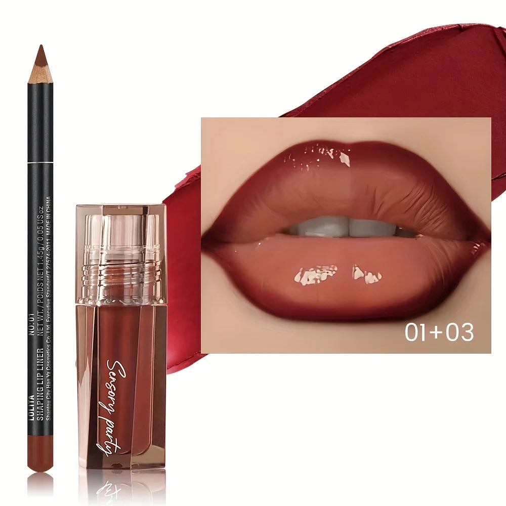 Hydrating Lip Gloss & Lip Liner Set - Define Your Lips with 3D Precision,Perfectly Versatile for Every Makeup Style--ANDROMEDA QUINNS | AURELLE'S-ANDROMEDA QUINNS | AURELLE'S