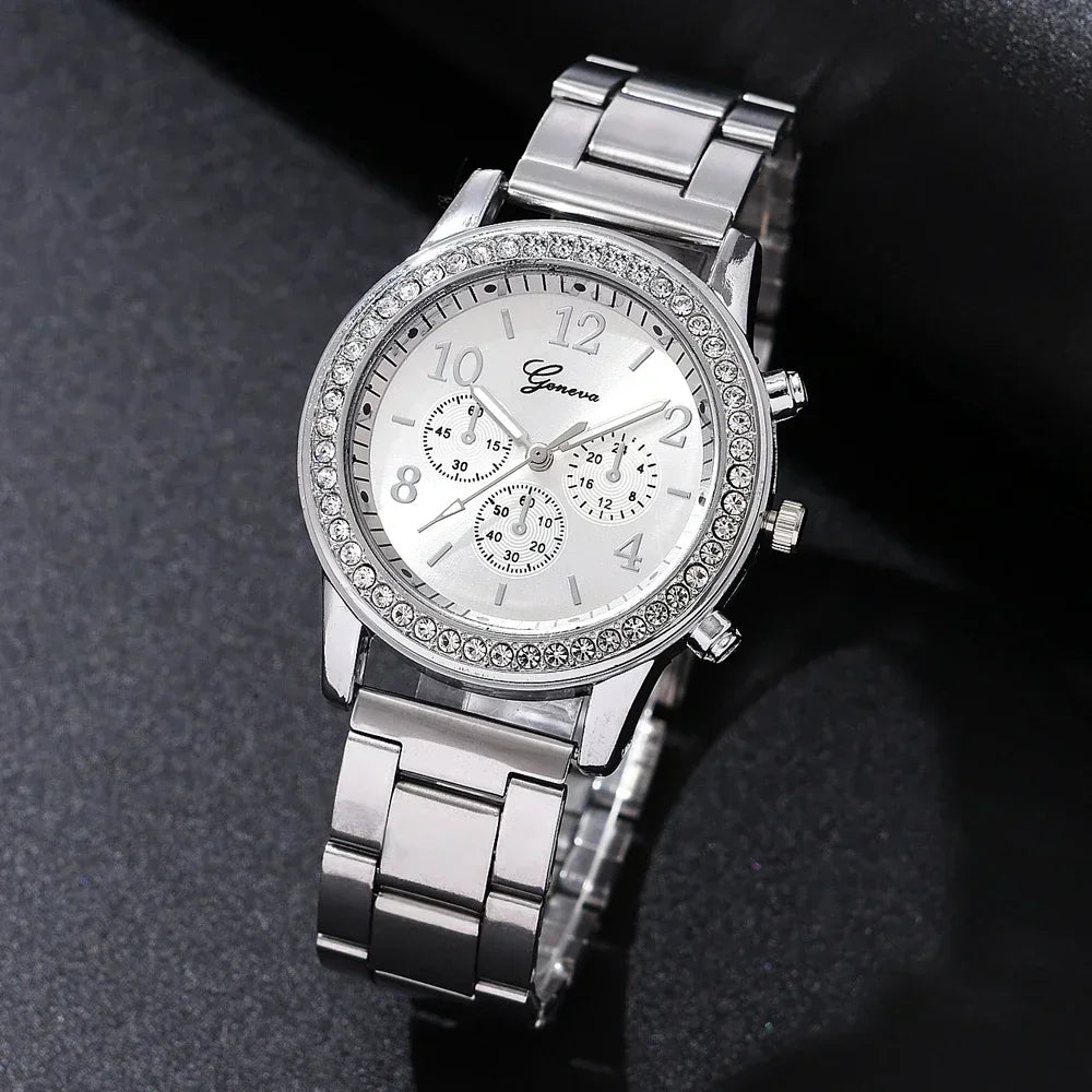 2025 New Fashion Women Diamond Rose Gold Watch Luxury Reloj Mujer Wristwatch Female Casual Stainless Steel Quartz Watches Clock--ANDROMEDA QUINNS | AURELLE'S-ANDROMEDA QUINNS | AURELLE'S