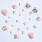 New French False Toe Nails with Heart Rhinestone Design White Edge Summer Press on Toenails Fashion Manicure Fake Toenail Patch--ANDROMEDA QUINNS | AURELLE'S-ANDROMEDA QUINNS | AURELLE'S