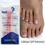 120pcs Short Square False Toe Nail Tips Pink French Soft Gel Press On Toenails White Edge Fake Toe nails Full Cover Toe Nail Tip--ANDROMEDA QUINNS | AURELLE'S-ANDROMEDA QUINNS | AURELLE'S