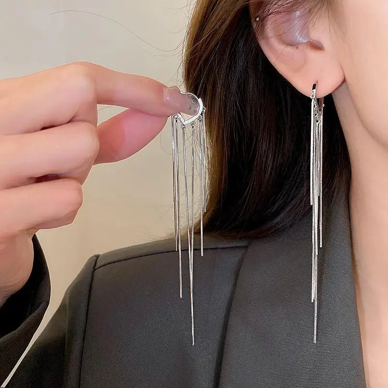 925 Silver Needle Blue Purple Butterfly Long Tassel Earrings For Women Jewelry 2025 Trending New Korean Crystal Drop Earrings--ANDROMEDA QUINNS | AURELLE'S-ANDROMEDA QUINNS | AURELLE'S