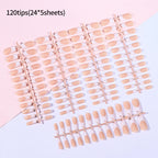 120pcs Pink French Tip Press-On Nails Medium Length Square Shape With Glossy Finish False Nails Full Cover Pre-Shaped Fake Nails--ANDROMEDA QUINNS | AURELLE'S-ANDROMEDA QUINNS | AURELLE'S