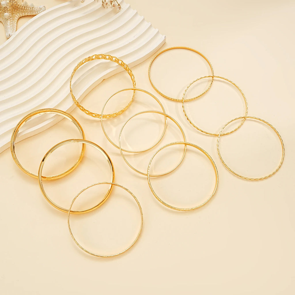 10 Pcs Punk Trendy Multilayer Bracelets Set for Women Elegant Delicate Twist Sparkling Adjustable Bangles Jewelry Couples Gifts--ANDROMEDA QUINNS | AURELLE'S-ANDROMEDA QUINNS | AURELLE'S