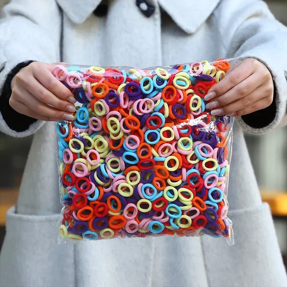 50Pcs/bag Colorful Basic Nylon Ealstic Hair Ties for Girls Ponytail Hold Scrunchie Rubber Band Kid Fashion Hair Accessories--ANDROMEDA QUINNS | AURELLE'S-ANDROMEDA QUINNS | AURELLE'S