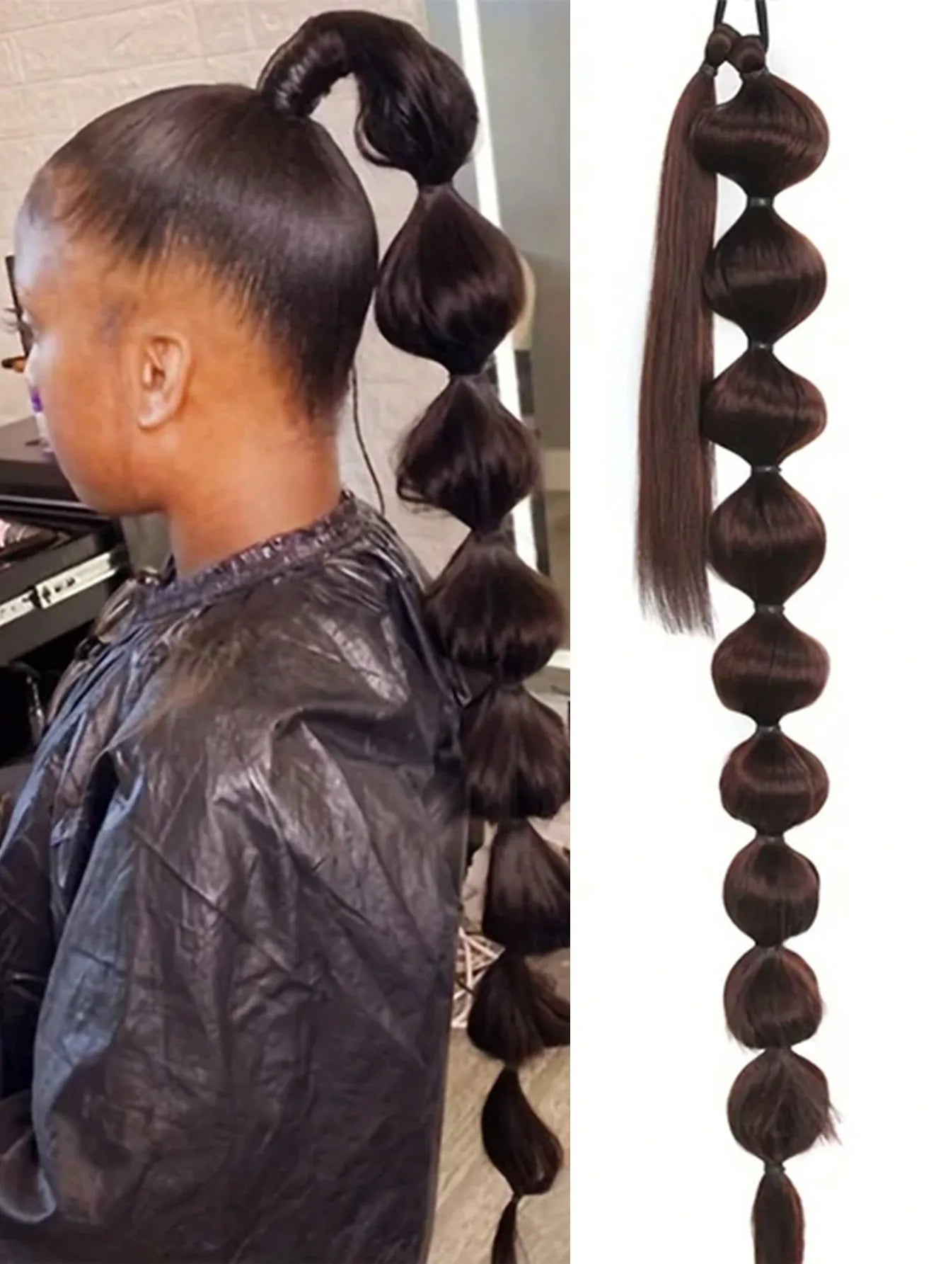 Bubble Ponytail Extension Synthetic Warp Around Ponytail Hair Extensions For Women Lantern Bubble Ponytail Natural Black Brown