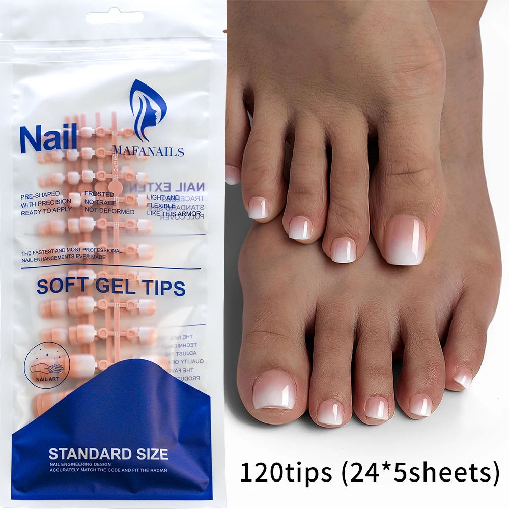 120pcs Short Square False Toe Nail Tips Pink French Soft Gel Press On Toenails White Edge Fake Toe nails Full Cover Toe Nail Tip--ANDROMEDA QUINNS | AURELLE'S-ANDROMEDA QUINNS | AURELLE'S